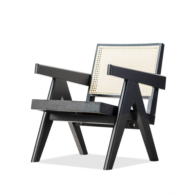 Chaise de loisirs en bois massif et rotin