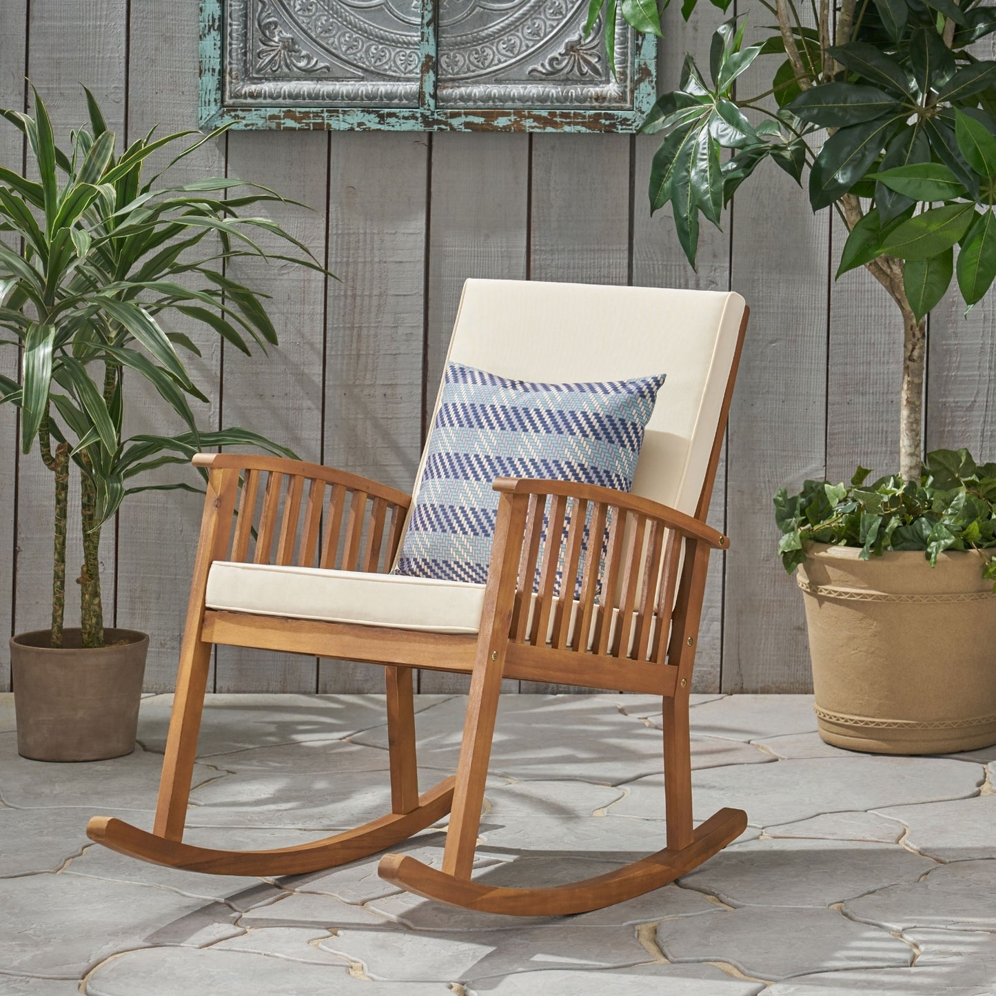 Chaise à bascule en acacia