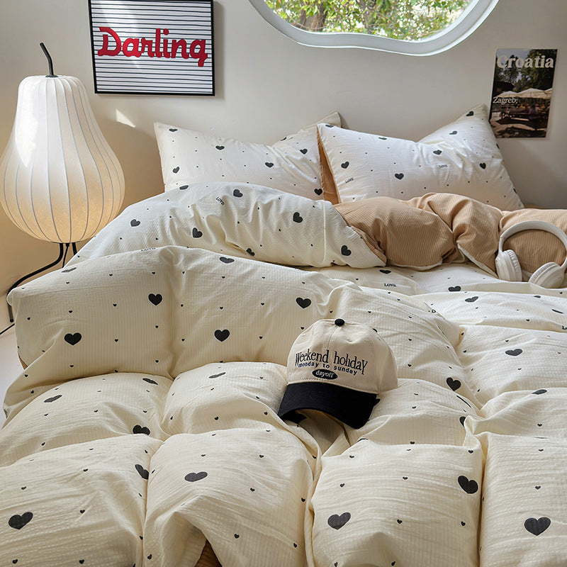 Parure de lit trois pièces en fibre chimique lavée et brossée