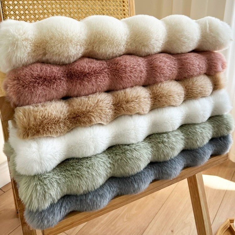 Tapis rond en peluche style lapin couleur crème