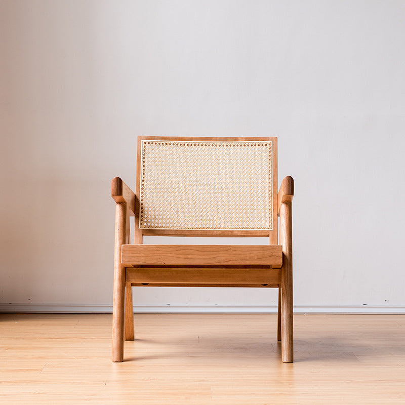 Chaise de loisirs en bois massif et rotin