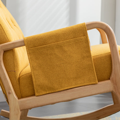Chaise à bascule avec repose-pieds en lin