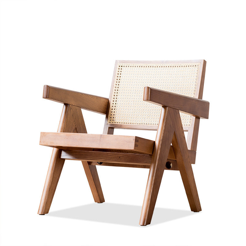 Chaise de loisirs en bois massif et rotin