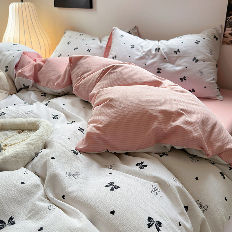 Parure de lit trois pièces en fibre chimique lavée et brossée