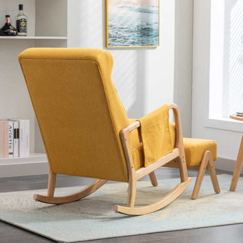 Chaise à bascule avec repose-pieds en lin