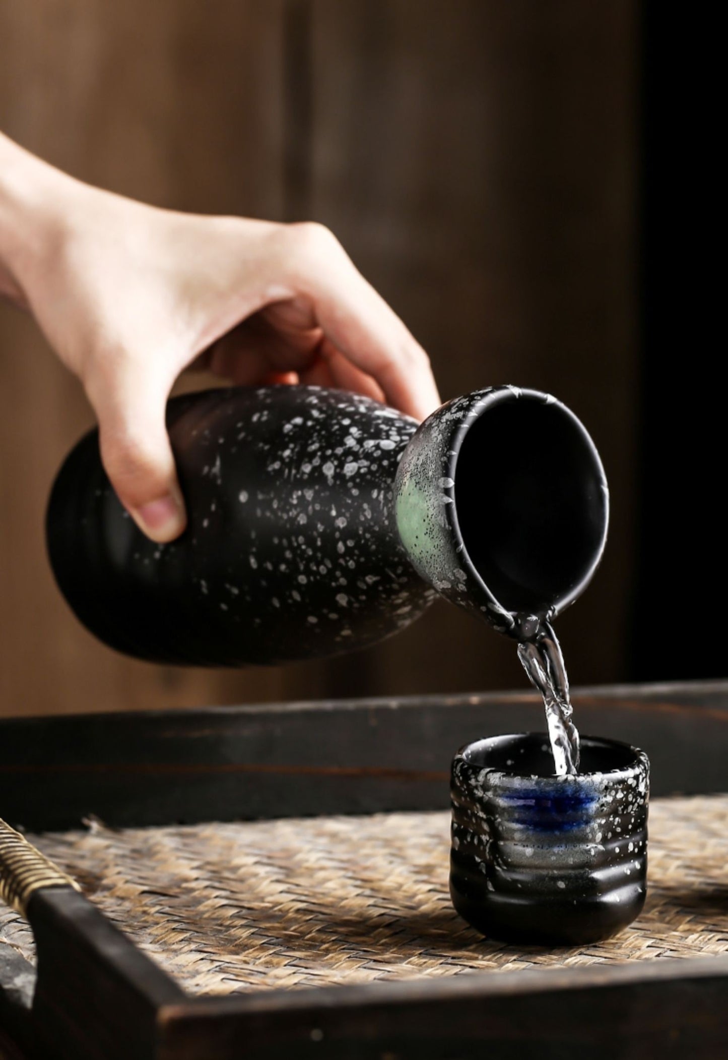 Service à saké rétro avec bouteille de vin en céramique 