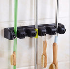 Soporte de escobas para pared, colgador para escobas y fregonas con 6 ganchos, soporte de pared para herramientas