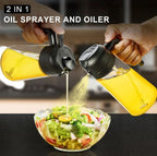 Pulverizador de aceite para cocina, botella pulverizadora de aceite de 500 ml, pulverizador de aceite 2 en 1 que puede pulverizar y verter aceite para cocinar