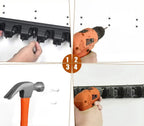 Soporte de escobas para pared, colgador para escobas y fregonas con 6 ganchos, soporte de pared para herramientas