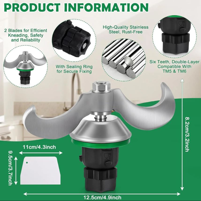 Cuchilla amasadora para Thermomix TM6, TM5, cuchilla mezcladora de masa de acero inoxidable