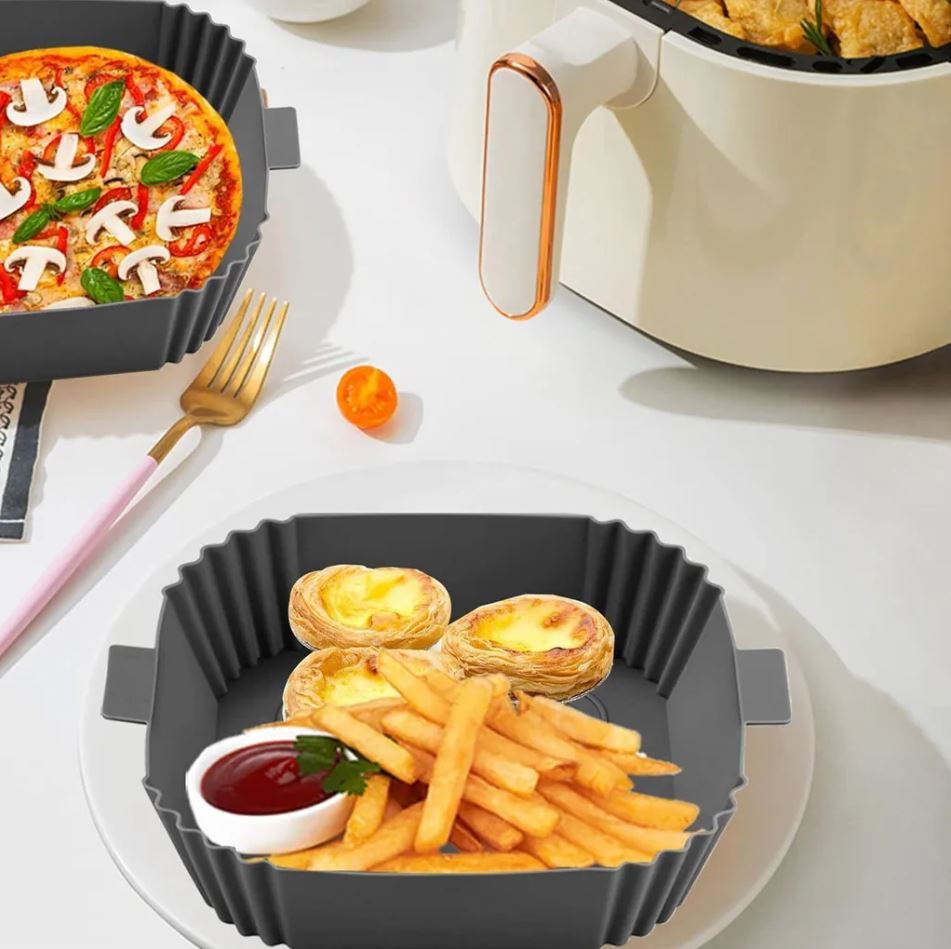 Molde de silicona para freidora de aire - Papel de horno precortado para freidora de aire, molde de silicona