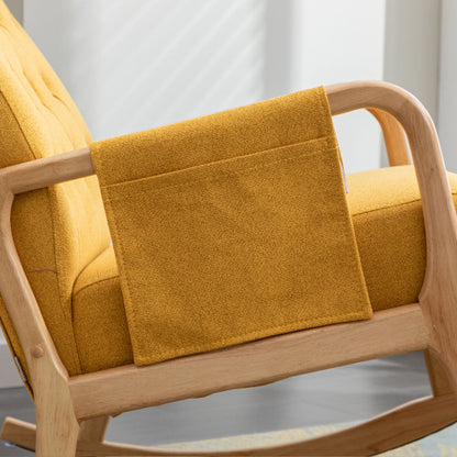Chaise à bascule avec repose-pieds en lin