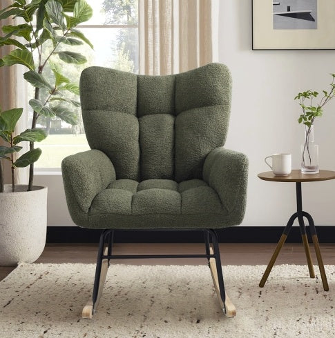 Chaise à bascule en tissu teddy
