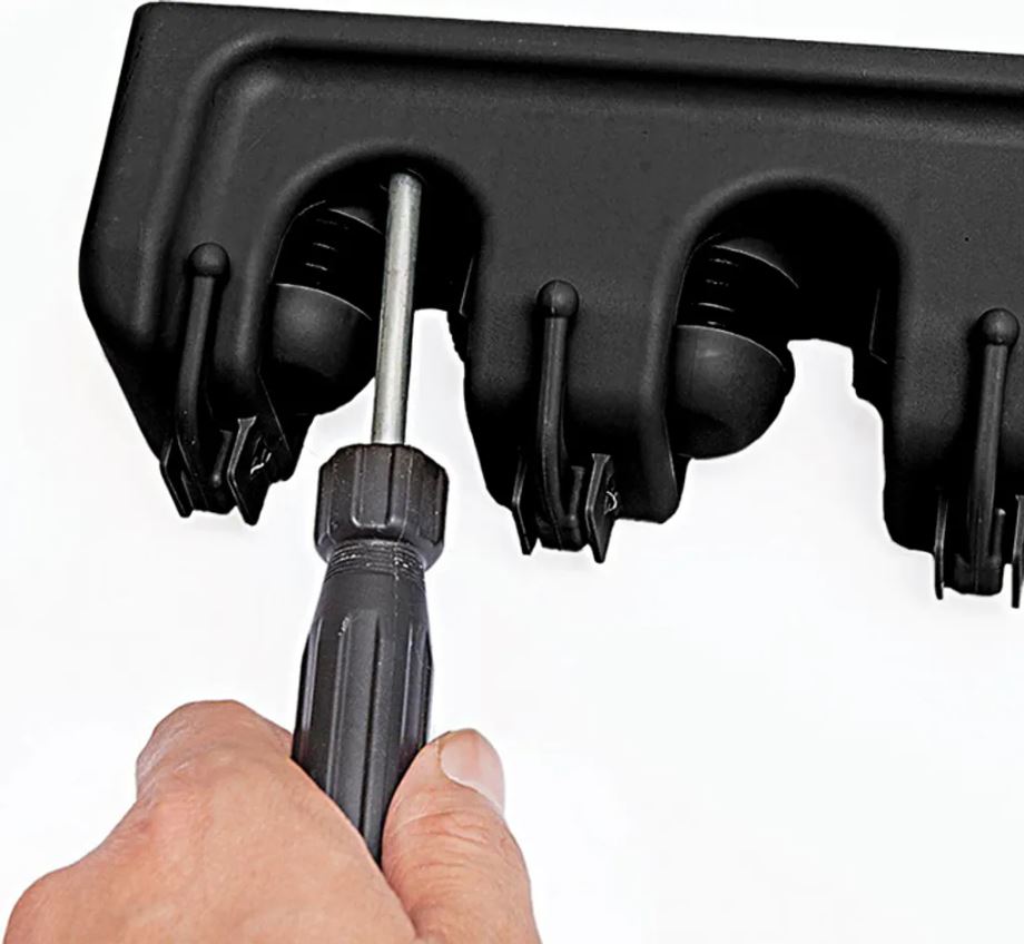 Soporte de escobas para pared, colgador para escobas y fregonas con 6 ganchos, soporte de pared para herramientas