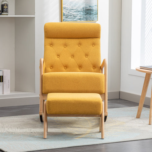 Chaise à bascule avec repose-pieds en lin