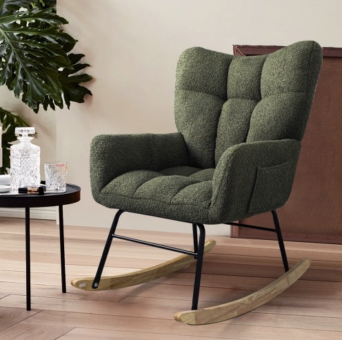 Chaise à bascule en tissu teddy