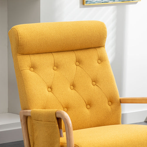 Chaise à bascule avec repose-pieds en lin